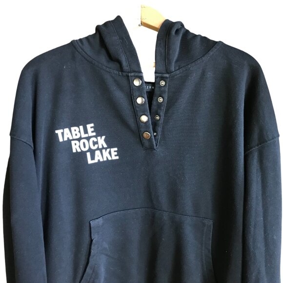 Upcycled Table Rock Lake Hoodie L: TRL Landmarks Marinas Graphic Sweatshirt - Picture 5 of 12